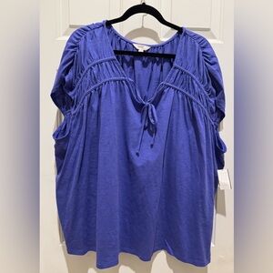 Terra & Sky Women's Plus Size Shirred Tie Top Size 4X (28W-30W)